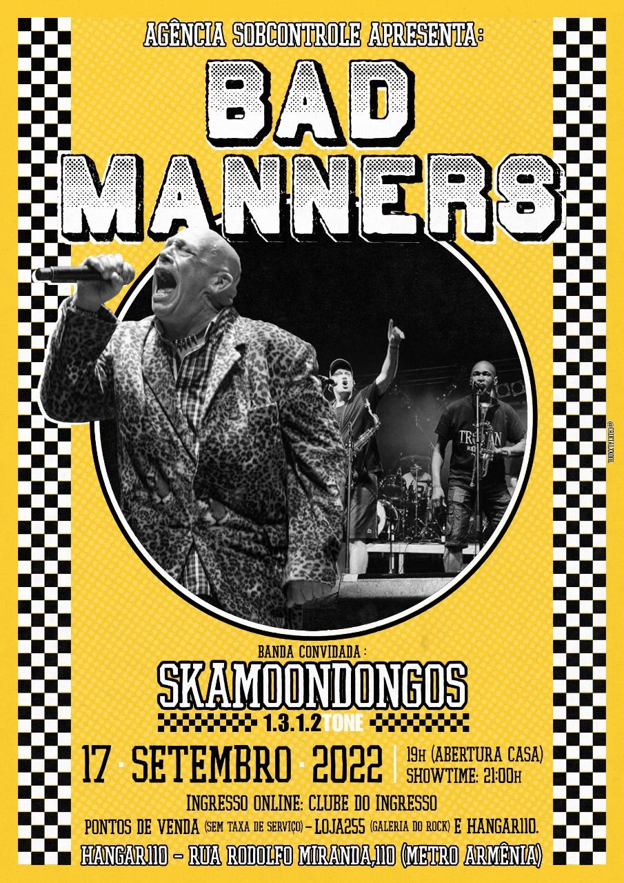 Bad Manners se apresenta no Hangar 110 no dia 17:09 - Poster Skamoondongos