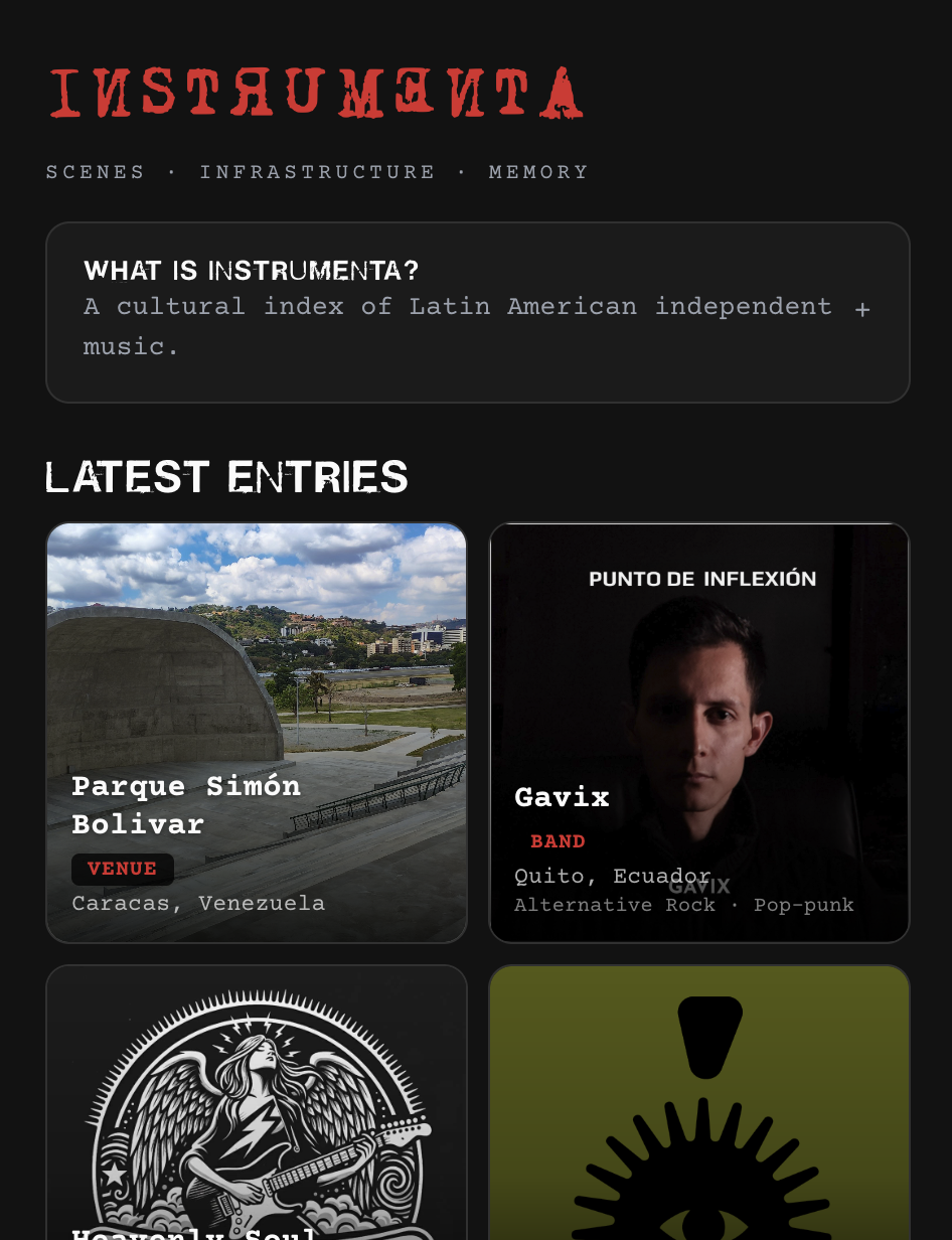 Instrumenta é um mapa da música independente na América Latina que reúne artistas, selos e festivais - mapa da música independente na América Latina