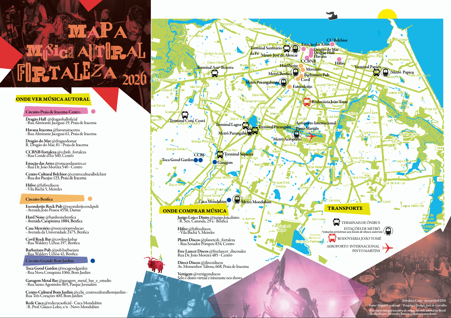 Cena musical independente de Fortaleza ganha mapa com 65 bandas e 15 casas de shows